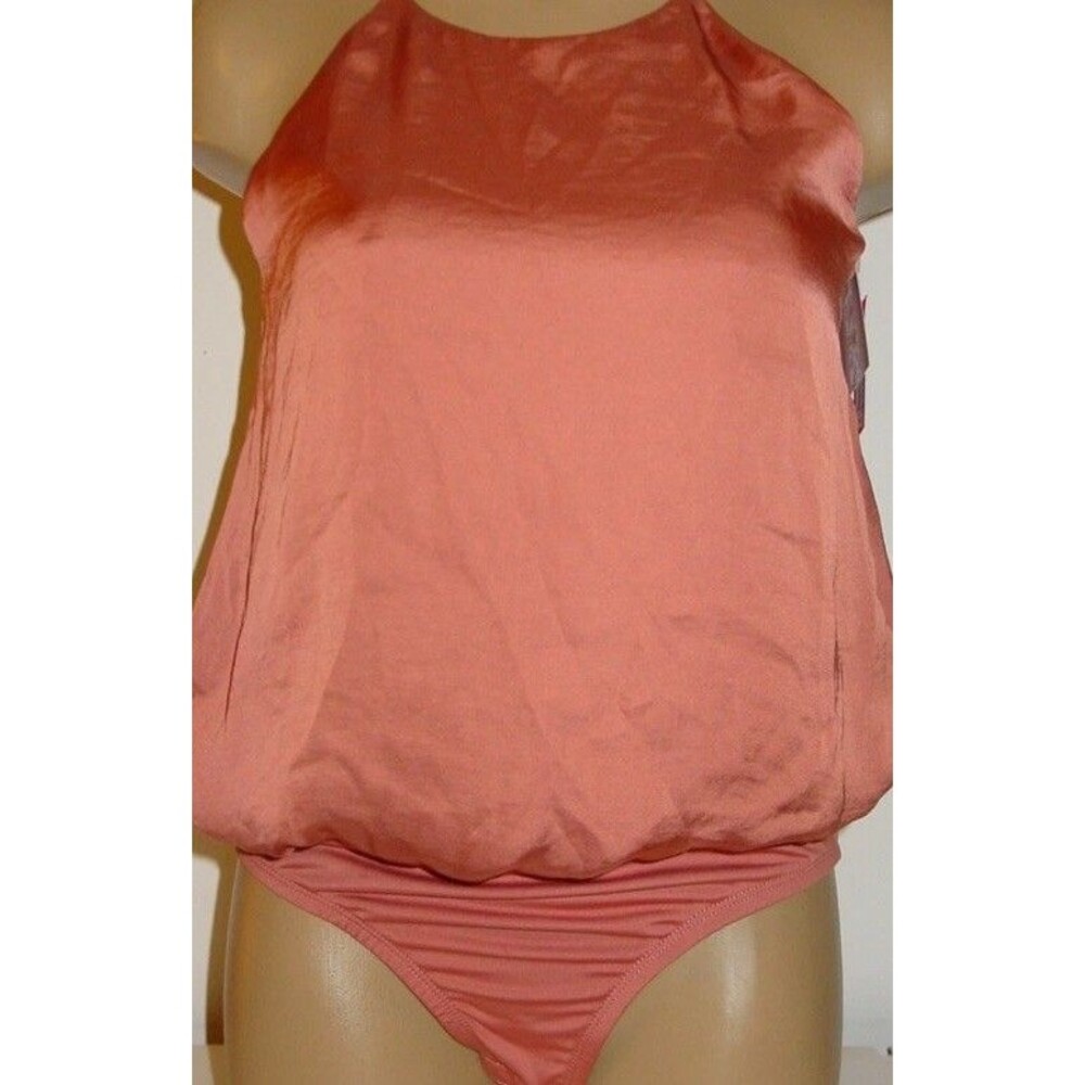 Xhilaration Coral Copper Rust One Piece Bodysuit Snap Closure L Womens Top NWT